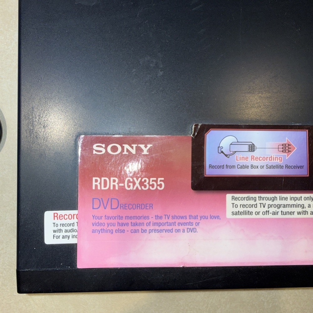 Sony DVD Recorder RDR-GX355 HDMI 720 / 1080i HD Link No Remote TESTED & Working!
